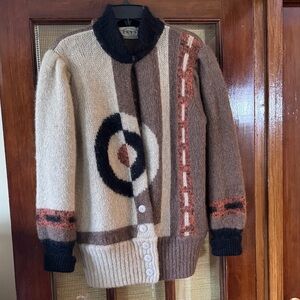 Geometric Patterned Wool Cardigan EUC